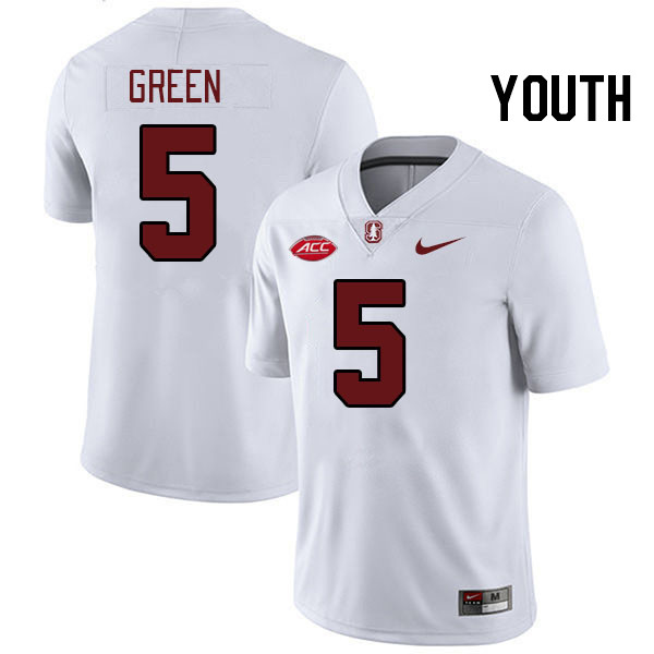 Youth #5 Jay Green Stanford Cardinal 2024 ACC Conference College Football Jerseys Stitched-White